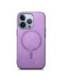 Предпазен гръб от еко кожа съвместим с MagSafe за Apple iPhone 16 Pro - лилав