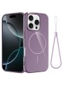 Предпазен гръб с каишка съвместим с MagSafe за Apple iPhone 16 Pro - лилав