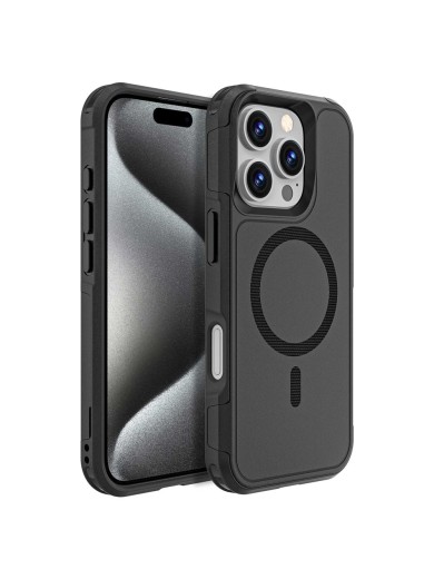 Предпазен гръб съвместим с MagSafe за Apple iPhone 16 Pro - черен Предпазен гръб съвместим с MagSafe за Apple iPhone 16 Pro - черен