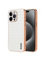 Предпазен гръб от еко кожа с крокодилски шарки за Apple iPhone 16 Pro - бял
