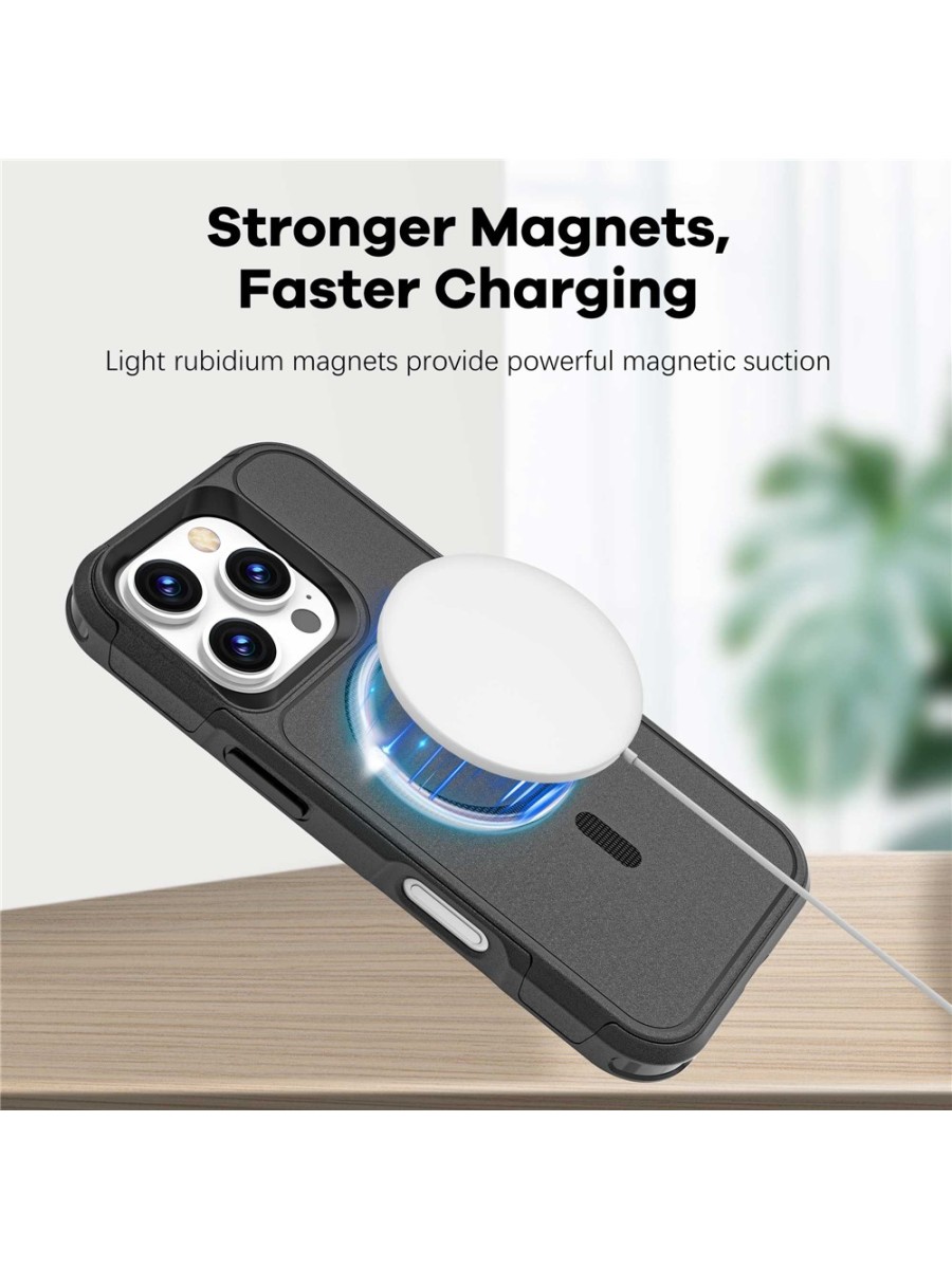 Предпазен гръб съвместим с MagSafe за Apple iPhone 16 Pro - черен