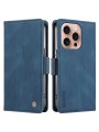 Калъф от еко кожа тип портмоне за Apple iPhone 16 Pro - син