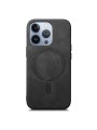 Предпазен гръб от еко кожа съвместим с MagSafe за Apple iPhone 16 Pro Max - черен