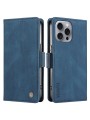 Калъф от еко кожа тип портмоне за Apple iPhone 16 Pro Max - син