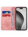 Калъф от еко кожа тип портмоне за Apple iPhone 16 Pro Max - розов