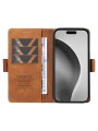 Калъф от еко кожа тип портмоне за Apple iPhone 16 Pro Max - кафяв