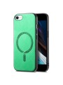 Предпазен гръб от еко кожа съвместим с MagSafe за Apple iPhone 16e - зелен