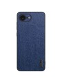Удароустойчив гръб от еко кожа  с дървесна текстура за Apple iPhone 16e - син