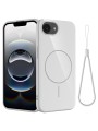 Предпазен гръб с каишка съвместим с MagSafe за Apple iPhone 16e - бял