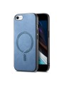 Предпазен гръб от еко кожа съвместим с MagSafe за Apple iPhone 16e - син