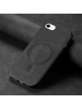 Предпазен гръб от еко кожа съвместим с MagSafe за Apple iPhone 16e - черен