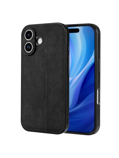 Противоплъзгащ се тънък гръб от еко кожа за Apple iPhone 17 - черен Противоплъзгащ се тънък гръб от еко кожа за Apple iPhone 17 - черен