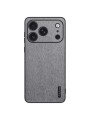 Удароустойчив гръб от еко кожа с дървесна текстура за Apple iPhone 17 Pro Max - сив