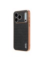 Предпазен гръб от еко кожа с крокодилски шарки за Apple iPhone 17 Pro Max - черен