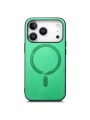 Предпазен гръб от еко кожа съвместим с MagSafe за Apple iPhone 17 Pro Max - зелен