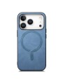 Предпазен гръб от еко кожа съвместим с MagSafe за Apple iPhone 17 Pro Max - син