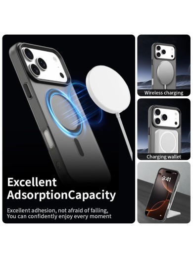 Предпазен гръб съвместим с MagSafe за Apple iPhone 17 Pro Max - черен