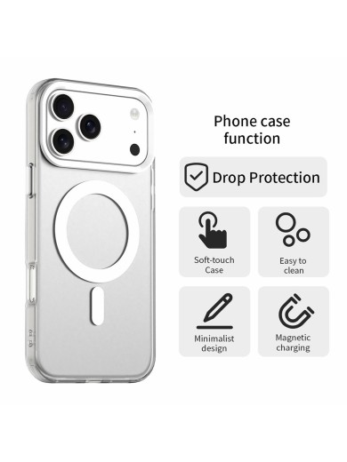 Предпазен гръб съвместим с MagSafe за Apple iPhone 17 Pro Max - бял