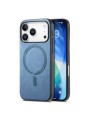 Предпазен гръб от еко кожа съвместим с MagSafe за Apple iPhone 17 Pro Max - син