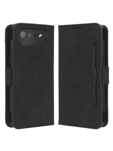 Калъф от еко кожа тип портмоне за Asus ROG Phone 7 - черен