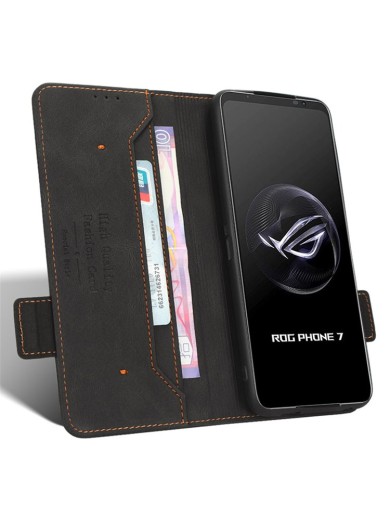 Предпазен калъф от еко кожа за Asus ROG Phone 7 Ultimate - черен