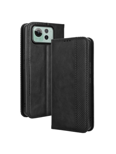 Калъф от еко кожа с ретро текстура тип портмоне за Asus Zenfone 12 Ultra - черен