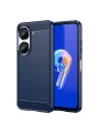 Мек удароустойчив гръб с текстура на карбонови влакна за Asus Zenfone 9 - син