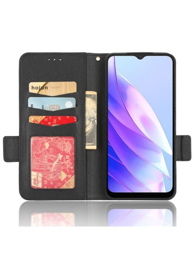 Калъф от еко кожа с личи текстура за Blackview A52 Pro - черен