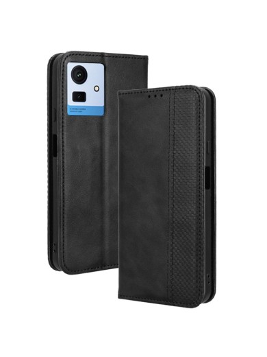 Калъф от еко кожа с ретро текстура тип портмоне за Cubot Note 50 - черен Калъф от еко кожа с ретро текстура тип портмоне за Cubot Note 50 - черен