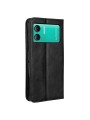 Калъф от еко кожа с ретро текстура тип портмоне за Doogee X98 Pro - черен