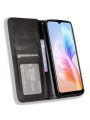 Калъф от еко кожа с ретро текстура тип портмоне за Doogee X98 Pro - черен