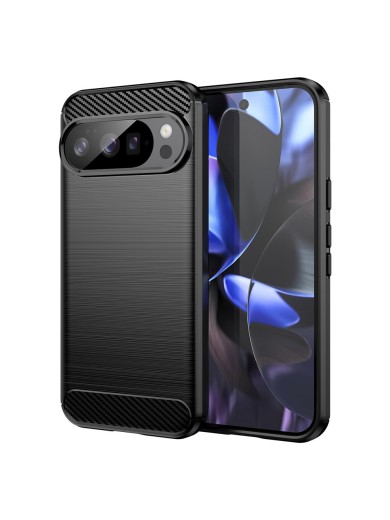 Мек удароустойчив гръб с текстура на карбонови влакна за Google Pixel 10 Pro - черен