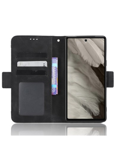 Калъф от еко кожа тип портмоне за Google Pixel 7a - черен