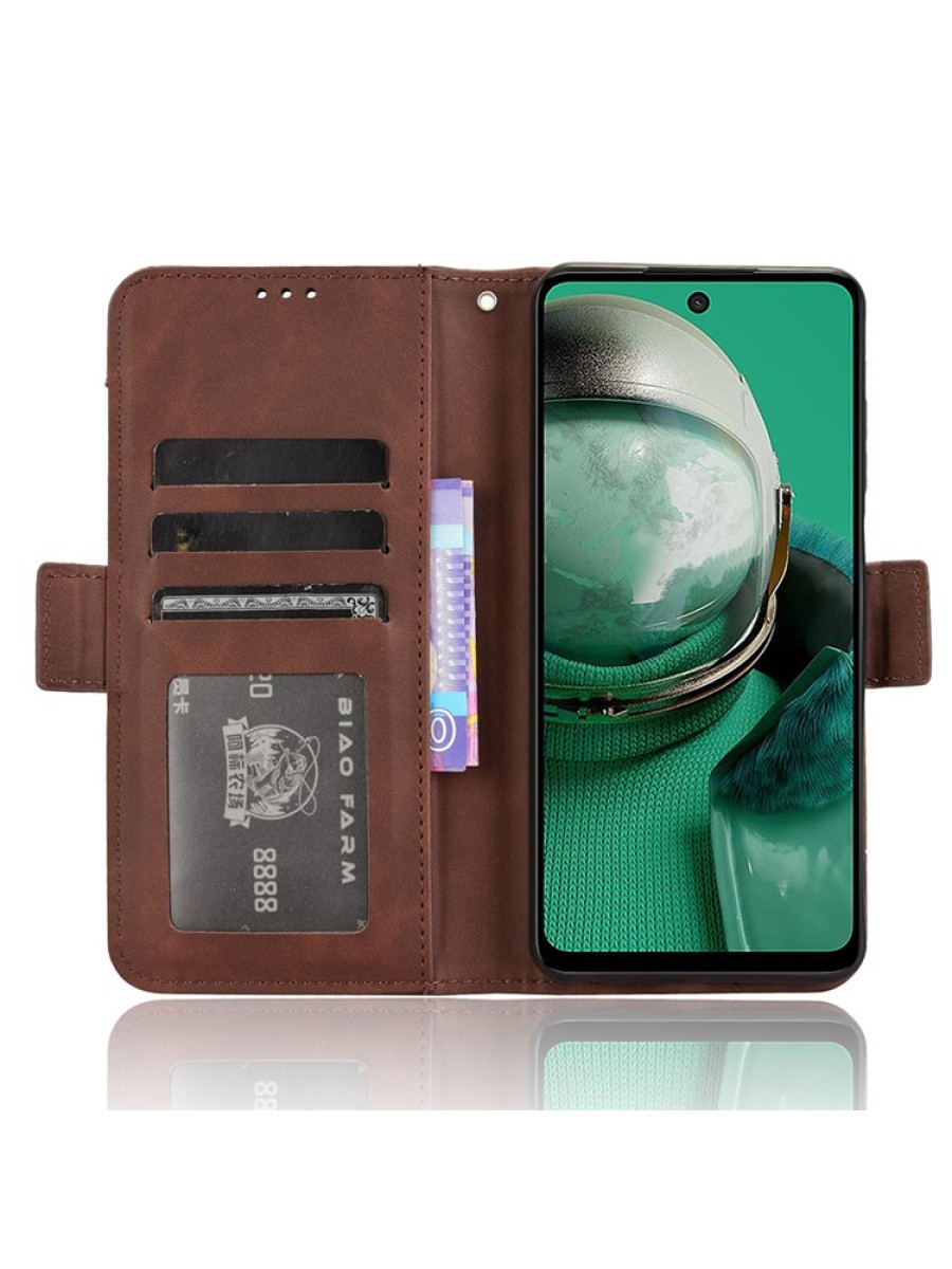 Калъф от еко кожа тип портмоне за HMD Pulse Pro - кафяв