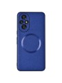 Предпазен гръб от еко кожа съвместим с MagSafe за Honor 200 - син