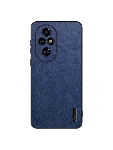 Удароустойчив гръб от еко кожа  с дървесна текстура за Honor 200 - син