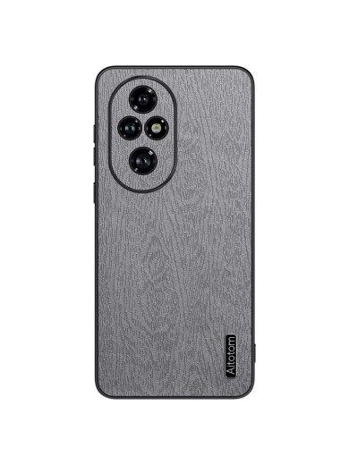 Удароустойчив гръб от еко кожа  с дървесна текстура за Honor 200 - сив