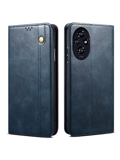 Калъф от еко кожа тип портмоне за Honor 200 - син