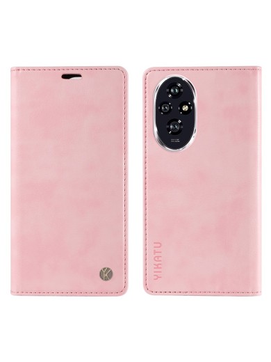Калъф от еко кожа тип портмоне за Honor 200 - розов