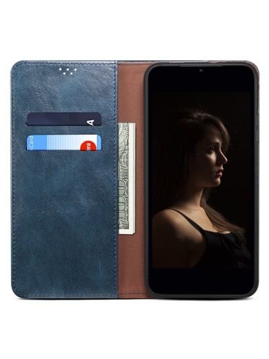 Калъф от еко кожа тип портмоне за Honor 200 - син