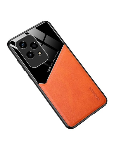 Предпазен гръб с покритие от еко кожа за Honor 200 Lite - оранжев