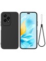 Предпазен удароустойчив силиконов гръб с каишка за Honor 200 Lite - черен