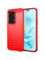 Мек предпазен гръб с текстура на карбонови влакна за Honor 200 Lite - червен