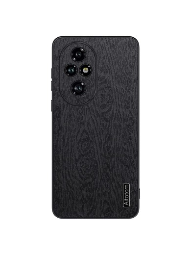 Удароустойчив гръб от еко кожа с дървесна текстура за Honor 200 Pro - черен Удароустойчив гръб от еко кожа с дървесна текстура за Honor 200 Pro - черен