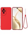 Предпазен удароустойчив силиконов гръб с каишка за Honor 200 Pro - червен