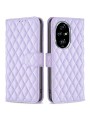 Калъф от еко кожа тип портмоне с ромбовидни шарки за Honor 200 Pro - лилав