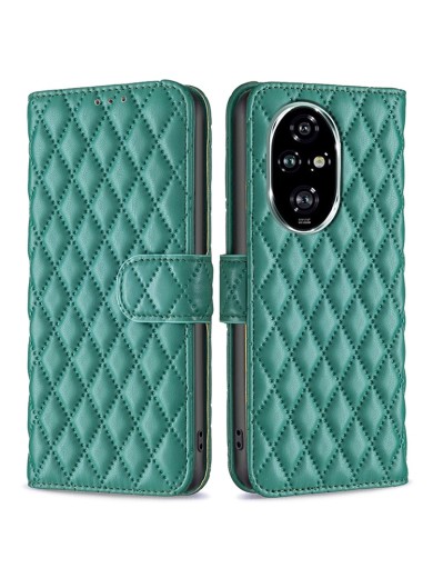Калъф от еко кожа тип портмоне с ромбовидни шарки за Honor 200 Pro - зелен Калъф от еко кожа тип портмоне с ромбовидни шарки за Honor 200 Pro - зелен
