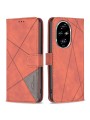Калъф от еко кожа тип портмоне с геометрични линии за Honor 200 Pro - кафяв