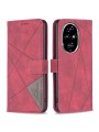 Калъф от еко кожа тип портмоне с геометрични линии за Honor 200 Pro - червен