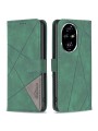 Калъф от еко кожа тип портмоне с геометрични линии за Honor 200 Pro - зелен